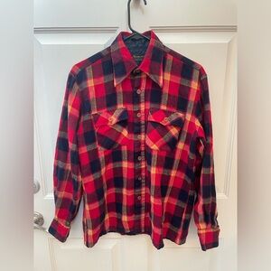 Vintage Woodland Red Buffalo Plaid Flannel Shirt Mens Medium Long Sleeve Heavy